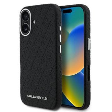 Karl Lagerfeld Grained PU Repeated Logo MagSafe Case for iPhone 16 Black Karl Lagerfeld Grained PU Repeated Logo MagSafe Case for iPhone 16 Black