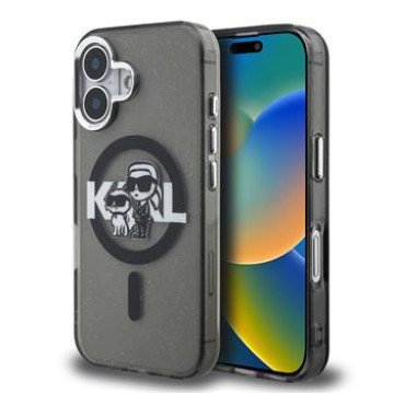Karl Lagerfeld IML Glitter Karl and Choupette Sketch MagSafe Case for iPhone 16 Black Karl Lagerfeld IML Glitter Karl and Choupette Sketch MagSafe Case for iPhone 16 Black