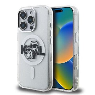 Karl Lagerfeld IML Glitter Karl and Choupette Sketch MagSafe Case for iPhone 16 Pro Transparent Karl Lagerfeld IML Glitter Karl and Choupette Sketch MagSafe Case for iPhone 16 Pro Transparent