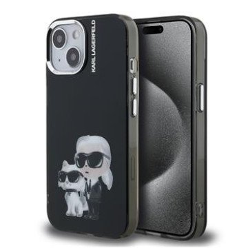 Karl Lagerfeld IML Aquarelle Karl and Choupette Case for iPhone 15 Black Karl Lagerfeld IML Aquarelle Karl and Choupette Case for iPhone 15 Black