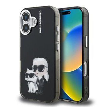 Karl Lagerfeld IML Aquarelle Karl and Choupette Case for iPhone 16 Black Karl Lagerfeld IML Aquarelle Karl and Choupette Case for iPhone 16 Black