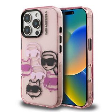 Karl Lagerfeld IML Multi K&CH Heads Case for iPhone 16 Pro Max Pink