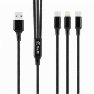 OBAL:ME 3in1 AllConnect Fast Charge USB-A/USB-C, Lightning, Micro-USB Cable 1.2m Black