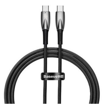 Baseus Glimmer Series Fast Charging Data Cable USB-C - USB-C 100W 1m Black Baseus Glimmer Series Fast Charging Data Cable USB-C - USB-C 100W 1m Black