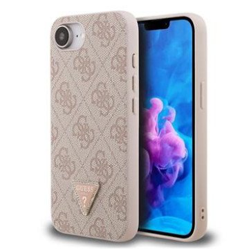 Guess PU 4G Strass Triangle Metal Logo Case for iPhone 16e/17e Pink