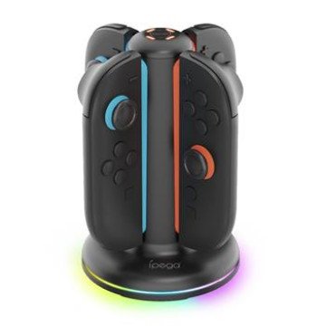 iPega SW2052 Charger Dock with RGB for JoyCon Controllers Nintendo Switch 2 Black