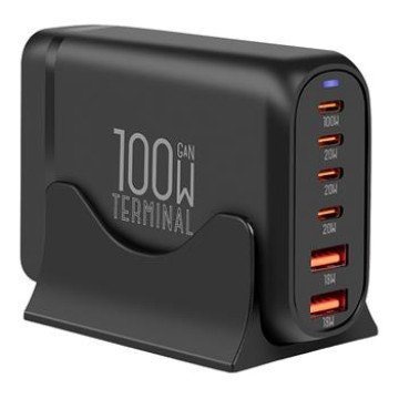 OBAL:ME Terminal GaN Desk Charger 4C2A 100W Black OBAL:ME Terminal GaN Desk Charger 4C2A 100W Black