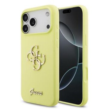 Guess Liquid Silicone 4G Metal Logo Case for iPhone 17 Pro Max Yellow