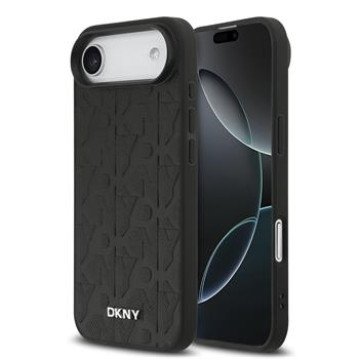 DKNY PU Leather Grid Pattern Magsafe Case for iPhone Air Black