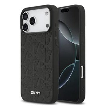 DKNY PU Leather Grid Pattern Magsafe Case for iPhone 17 Pro Max Black
