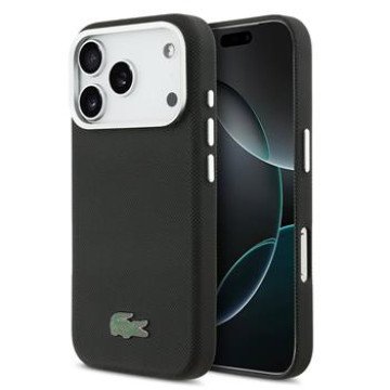 Lacoste PVC Iconic Petit Pique Metal Logo MagSafe Case for iPhone 17 Pro Black