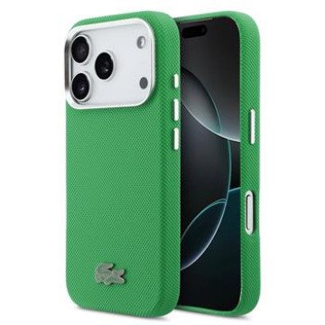 Lacoste PVC Iconic Petit Pique Metal Logo MagSafe Case for iPhone 17 Pro Green