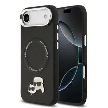 Karl Lagerfeld PU Karl and Choupette Heads Pins MagSafe Case for iPhone Air Black