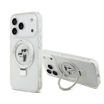 Karl Lagerfeld Ringstand Karl and Choupette MagSafe Case for iPhone 17 Pro White