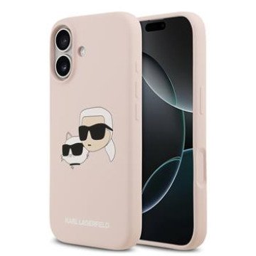Karl Lagerfeld Liquid Silicone Double Heads MagSafe Case for iPhone 17 Pink
