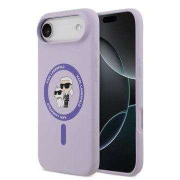 Karl Lagerfeld Liquid Silicone Karl and Choupette MagSafe Case for iPhone Air Purple