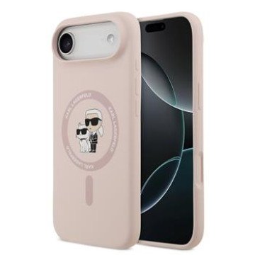 Karl Lagerfeld Liquid Silicone Karl and Choupette MagSafe Case for iPhone Air Pink