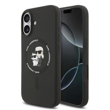Karl Lagerfeld Liquid Silicone Karl and Choupette MagSafe Case for iPhone 17 Black