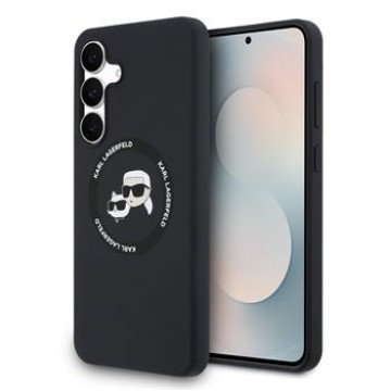 Karl Lagerfeld Liquid Silicone K&CH Heads MagSafe Case for Samsung Galaxy S25 FE Black