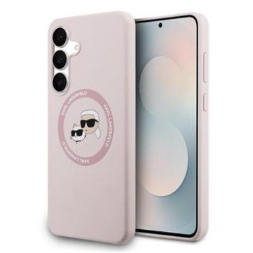 Karl Lagerfeld Liquid Silicone K&CH Heads MagSafe Case for Samsung Galaxy S25 FE Pink