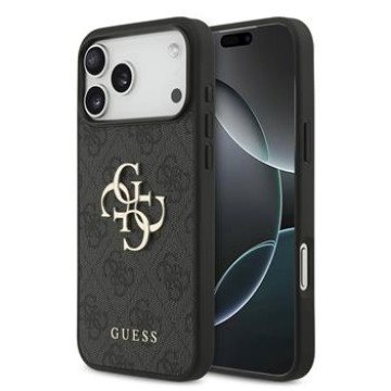Guess PU 4G Metal Logo Case for iPhone 17 Pro Max Grey