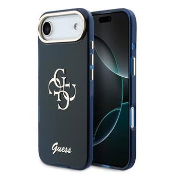 Guess IML 4G Script Metal Logo Case for iPhone Air Blue