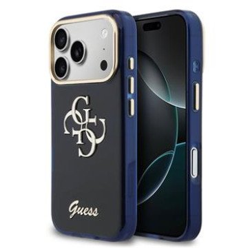 Guess IML 4G Script Metal Logo Case for iPhone 17 Pro Blue