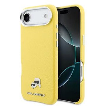 Karl Lagerfeld PU Karl and Choupette Heads Pins MagSafe Case for iPhone Air Yellow