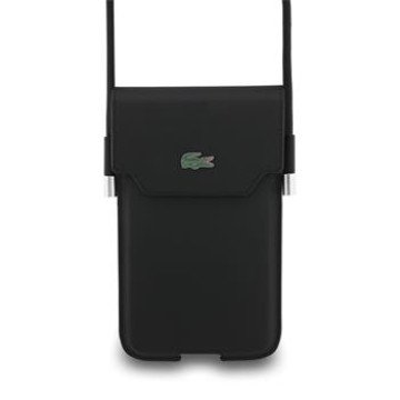 Lacoste PVC Iconic Petit Pique Metal Logo Phone Pouch XL Black