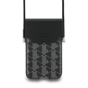 Lacoste PVC Blend Monogram Metal Logo Phone Pouch XL Black