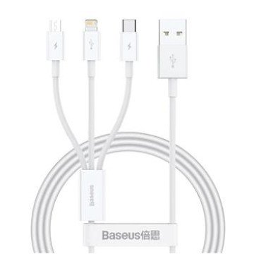 Baseus Superior Series Fast Charging Data Cable USB-A - USB-C/microUSB/Lightning 3.5A 0.5m Stellar White Baseus Superior Series Fast Charging Data Cable USB-A - USB-C/microUSB/Lightning 3.5A 0.5m Stellar White
