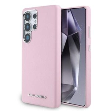 Karl Lagerfeld PU Saffiano Metal Logo and Frame Case for Samsung Galaxy S25 Ultra Pink