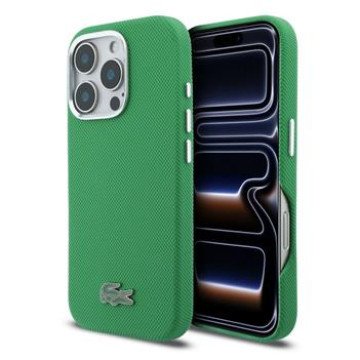 Lacoste PVC Iconic Petit Pique Metal Logo MagSafe Case for iPhone 16 Pro Estragon Green