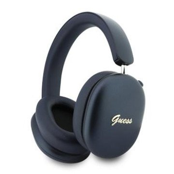 Guess Metallic Finish Gold Script Logo ENC Wireless Headphone Navy