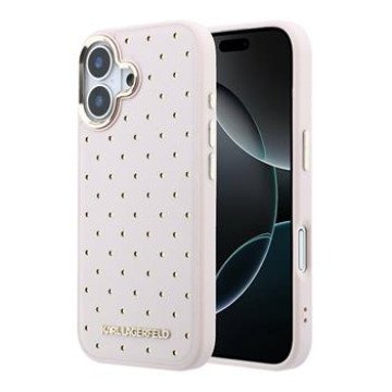 Karl Lagerfeld PU Perforated Gold Dots MagSafe Case for iPhone 17 Pink