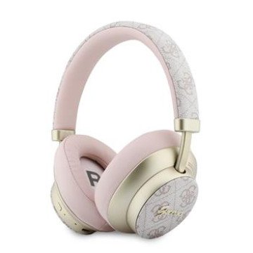 Guess PU 4G Gold Script Metal Logo ENC Wireless Earphones Pink
