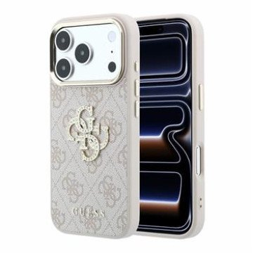 Guess PU 4G Strass Metal Logo Case for iPhone 18 Pro Max Pink