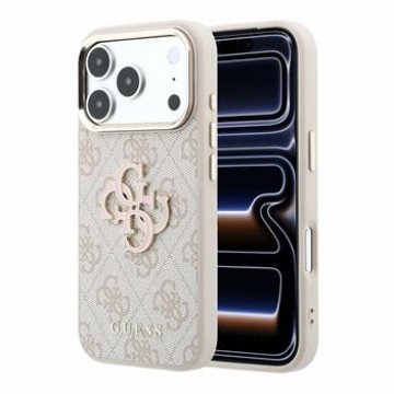 Guess PU 4G Resin Metal Logo Case for iPhone 18 Pro Max Pink