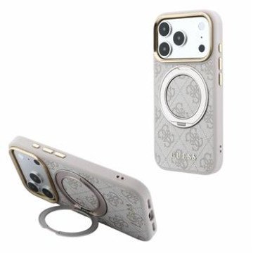 Guess PU 4G Ring Stand MagSafe Case for iPhone 18 Pro Pink