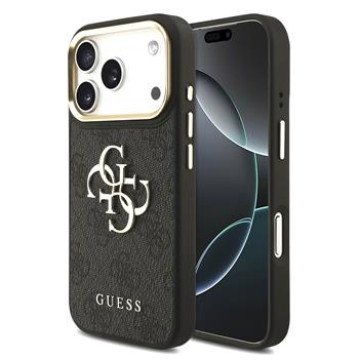 Guess PU Leather 4G Metal Logo Gold Frame Case for iPhone 18 Pro Black Guess PU Leather 4G Metal Logo Gold Frame Case for iPhone 18 Pro Black