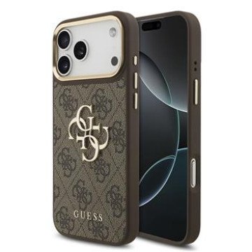 Guess PU Leather 4G Metal Logo Gold Frame Case for iPhone 18 Pro Max Brown Guess PU Leather 4G Metal Logo Gold Frame Case for iPhone 18 Pro Max Brown
