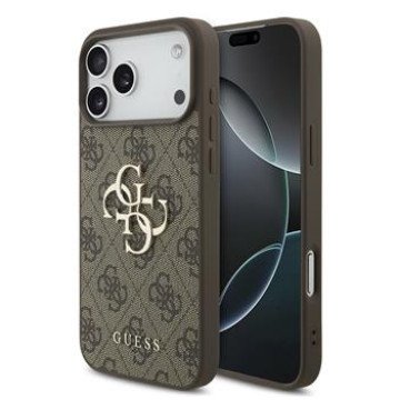 Guess PU 4G Metal Logo Case for iPhone 18 Pro Max Brown