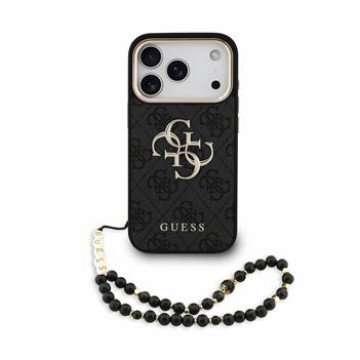 Guess PU 4G Metal Logo Strap Case for iPhone 18 Pro Black