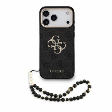 Guess PU 4G Metal Logo Strap Case for iPhone 18 Pro Max Black