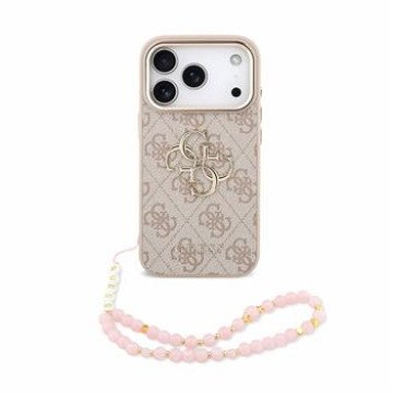 Guess PU 4G Metal Logo Strap Case for iPhone 18 Pro Pink