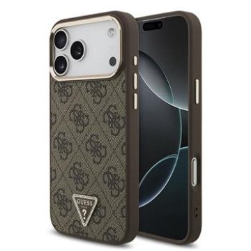 Guess PU Leather 4G Strass Triangle Logo Gold Frame MagSafe Case for iPhone 18 Pro Max Brown Guess PU Leather 4G Strass Triangle Logo Gold Frame MagSafe Case for iPhone 18 Pro Max Brown
