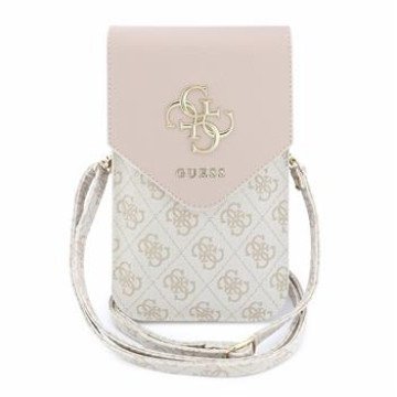Guess PU Leather+Grained 4G Metal Logo Phone Bag Pink Guess PU Leather+Grained 4G Metal Logo Phone Bag Pink