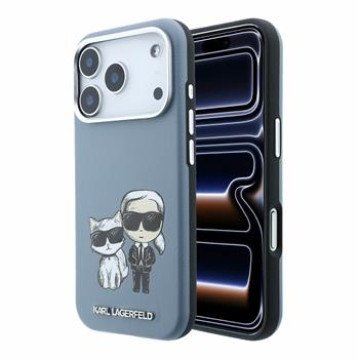 Karl Lagerfeld PU Semi Wrap Smooth Sketch Bodies Magsafe Case for iPhone 18 Pro Max Blue