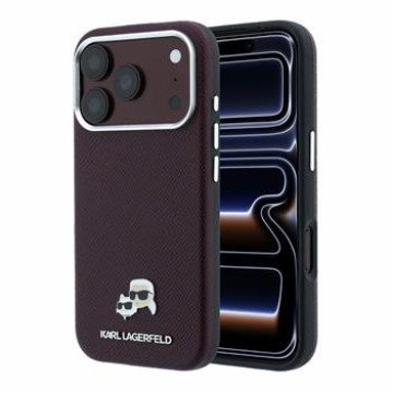 Karl Lagerfeld PU Grained Semi Wrap K&CH Heads Magsafe Case for iPhone 18 Pro Burgundy Karl Lagerfeld PU Grained Semi Wrap K&CH Heads Magsafe Case for iPhone 18 Pro Burgundy
