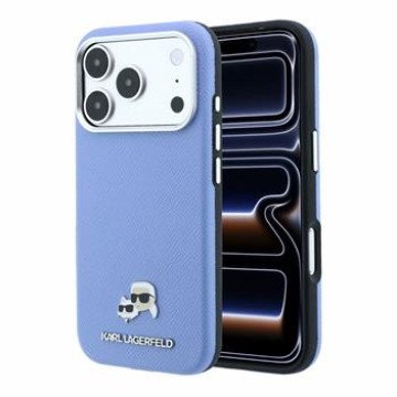 Karl Lagerfeld PU Grained Semi Wrap K&CH Heads Magsafe Case for iPhone 18 Pro Blue Karl Lagerfeld PU Grained Semi Wrap K&CH Heads Magsafe Case for iPhone 18 Pro Blue